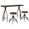 Signature Design by Ashley Odium 3-Piece Rectangular Counter Table Set