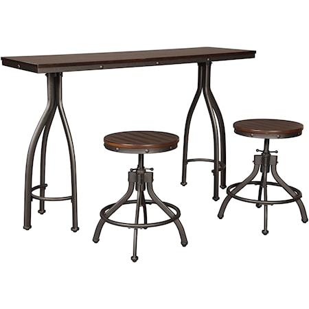 Industrial 3-Piece Rectangular Counter Table Set