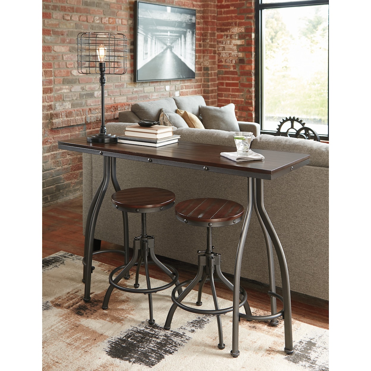 Signature Design by Ashley Odium 3-Piece Rectangular Counter Table Set