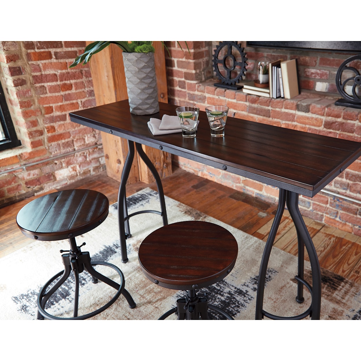 Ashley Signature Design Odium 3-Piece Rectangular Counter Table Set