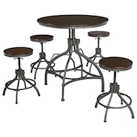 Industrial Adjustable 5-Piece Dining Room Counter Table Set