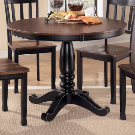 Round Dining Room Table with Turned Pedestal Base