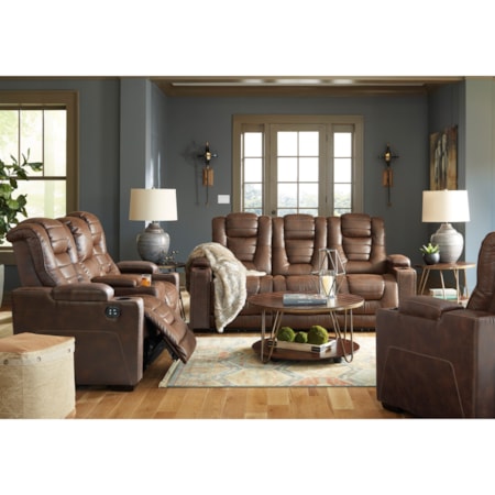 Power Rec Loveseat w/ Console &amp; Adj Hdrsts