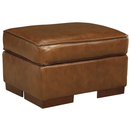 Contemporary Leather Match Ottoman