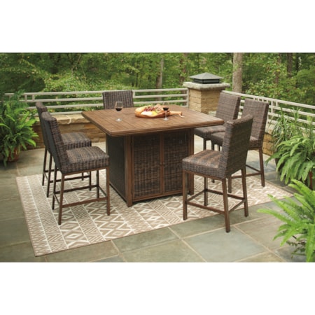 7 Piece Outdoor Firepit Table Set