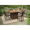 Ashley Signature Design Paradise Trail 7 Piece Outdoor Firepit Table Set