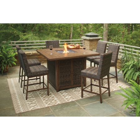 7 Piece Outdoor Firepit Table Set