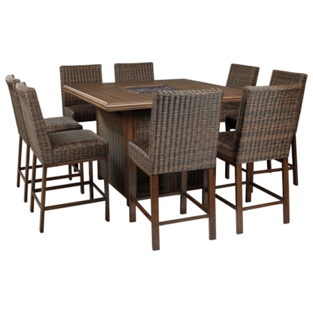 9 Piece Outdoor Firepit Table Set