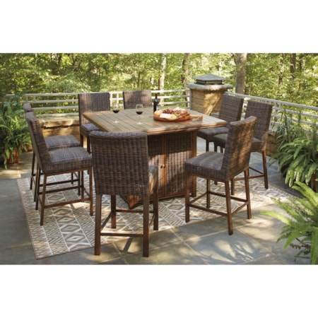 9 Piece Outdoor Firepit Table Set