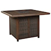 Ashley Signature Design Paradise Trail Square Bar Table with Fire Pit