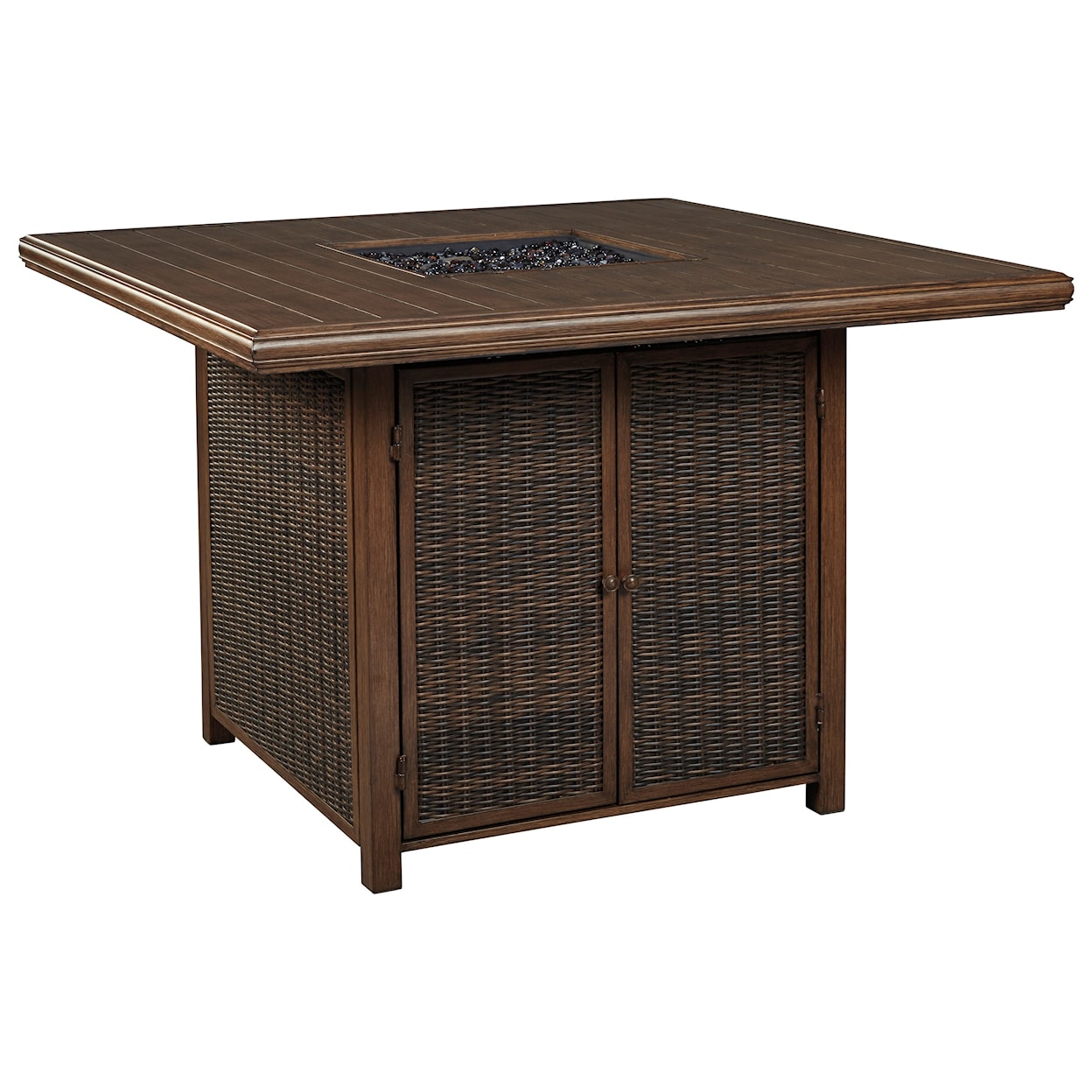 Ashley Signature Design Paradise Trail Square Bar Table with Fire Pit