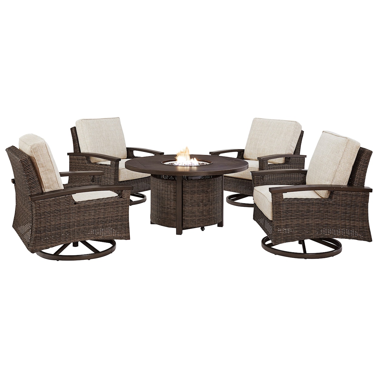 Signature Design Paradise Trail Outdoor Fire Pit Table Set