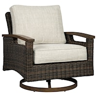 Set of 2 Resin Wicker Swivel Lounge Chairs