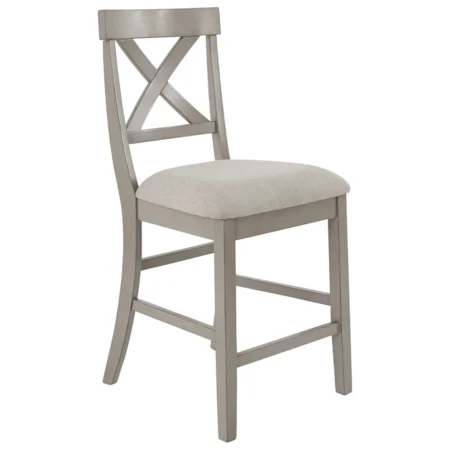 Casual Counter Height Stool with Upholstered Seat