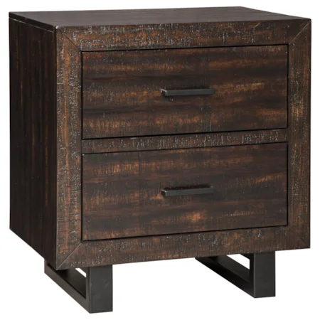 Rustic Two Drawer Night Stand with Sled Legs