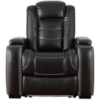 Faux Leather Power Recliner with Adjustable Headrest & Theater Lighting