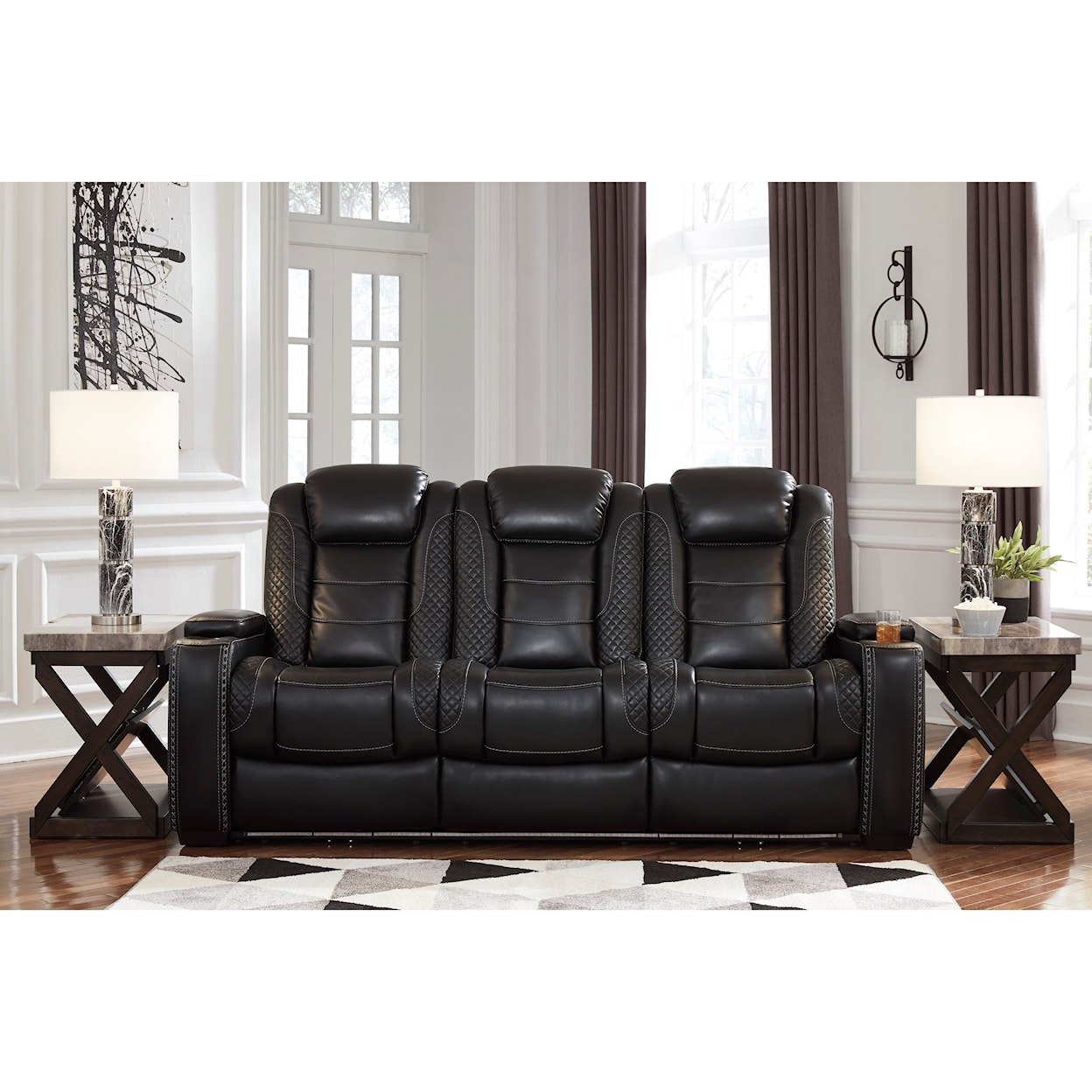 Signature Design by Ashley Party Time Power Reclining Sofa w/ Adjustable Headrests