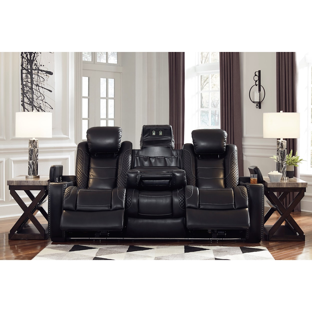 Signature Design by Ashley Party Time Power Reclining Sofa w/ Adjustable Headrests