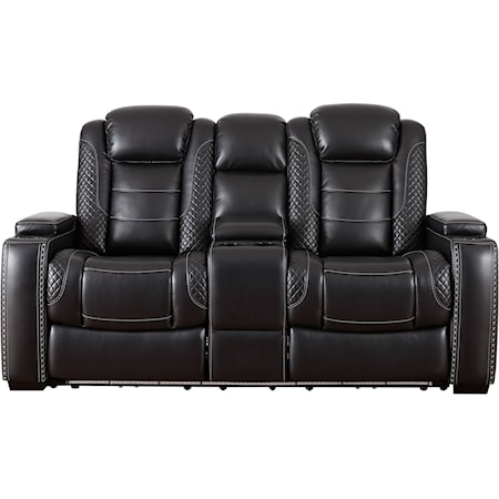 Power Recl Loveseat w/ Console &amp; Adj Hdrsts