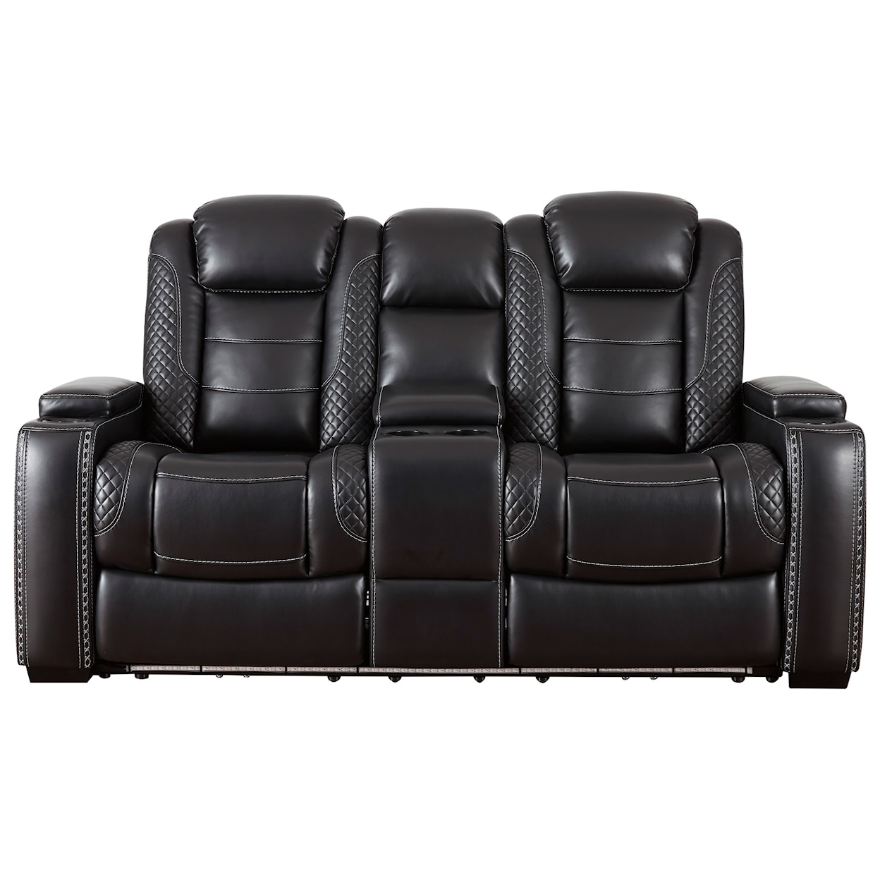 Signature Design by Ashley Furniture Party Time Power Recl Loveseat w/ Console & Adj Hdrsts