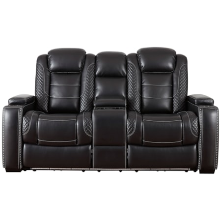 Power Recl Loveseat w/ Console & Adj Hdrsts