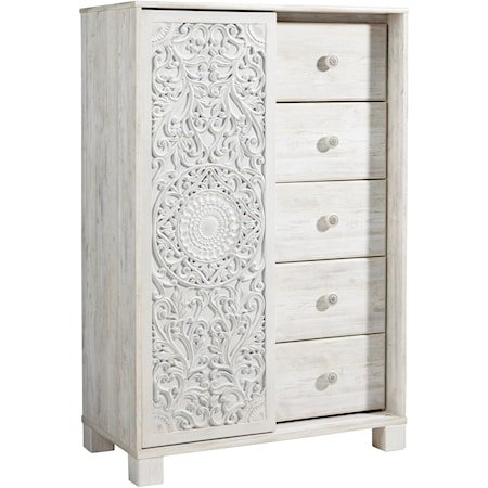 Dressing Chest with 5 Drawers and Carved Detailing