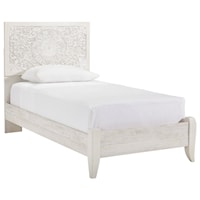 Twin Panel Bed with Carved Detail Headboard