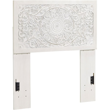 Twin Headboard with Carved Medallion Design
