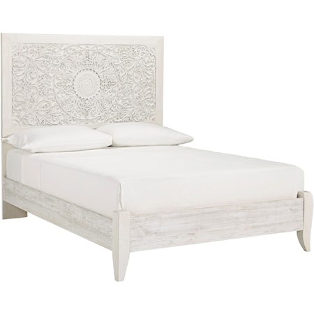 Full Panel Bed with Carved Detail Headboard