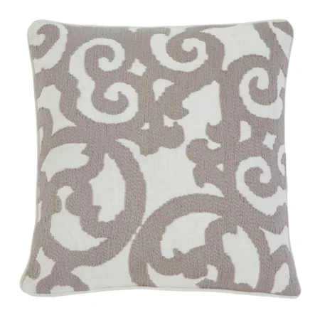 Embroidered White/Natural Pillow Cover