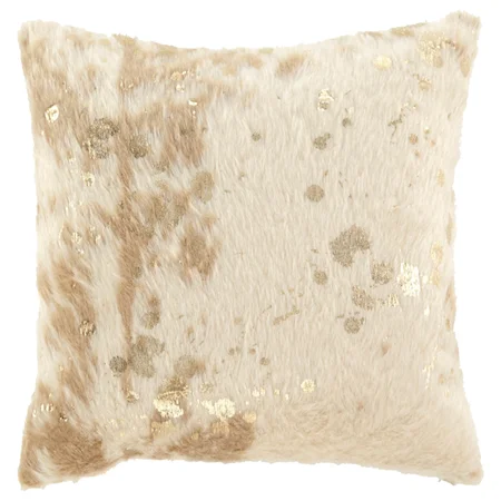 Landers Cream/Gold Faux Fur Pillow