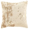 Signature Design by Ashley Landers Landers Cream/Gold Faux Fur Pillow