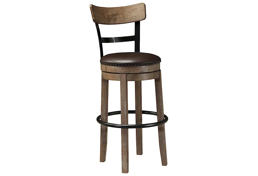 Pinnadel Tall Upholstered Swivel Barstool by Signature Design by Ashley at Sam Levitz Furniture