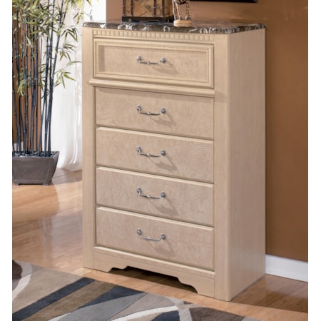 5-Drawer Chest with Faux Marble Top