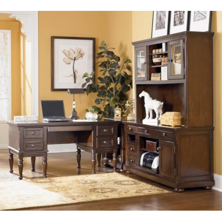 L-Shape Desk with Large Storage Leg Desk and Large Hutch