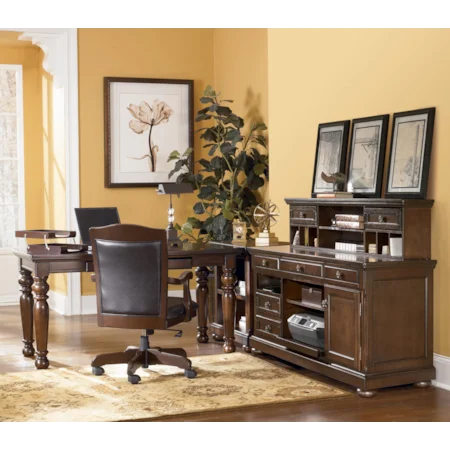 L-Shape Desk w/ Large Leg Desk & Low Hutch