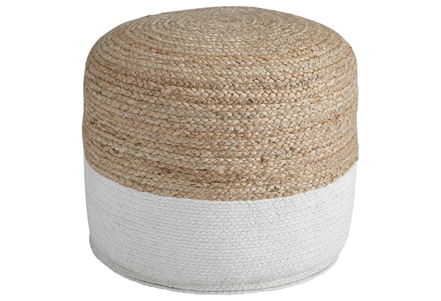 Poufs Sweed Valley - Natural/White Pouf by Signature Design by Ashley at Zak's Home Outlet