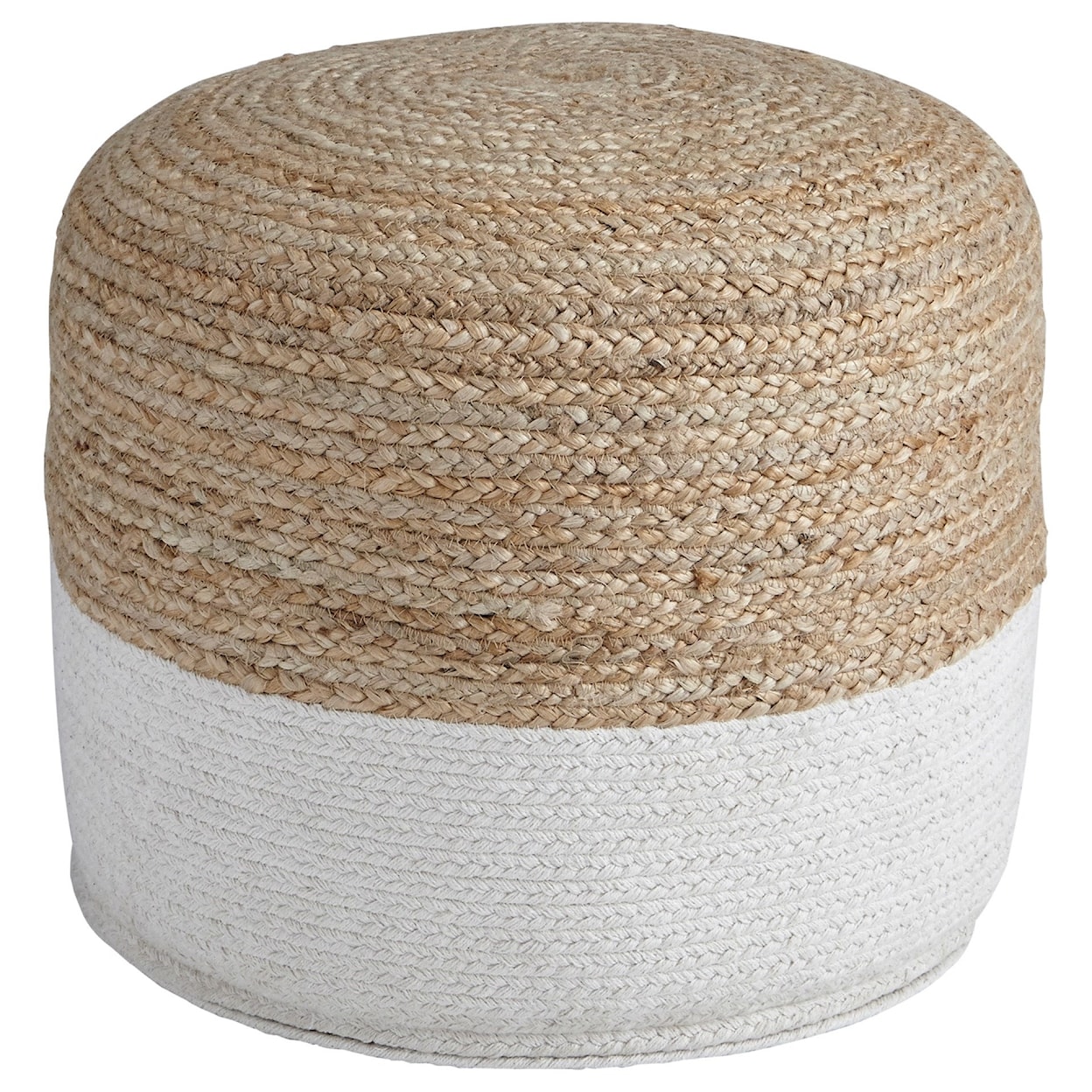 Signature Design by Ashley Poufs Sweed Valley - Natural/White Pouf