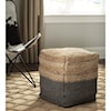 Signature Design by Ashley Poufs Sweed Valley - Natural/Black Pouf