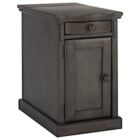 Chair Side End Table with Power Outlets & Pull-Out Shelf