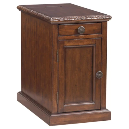 Chairside End Table with Power Outlets & Pull-Out Shelf