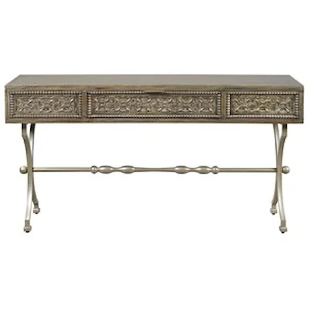 Accent Sofa Table with Medallion Pattern