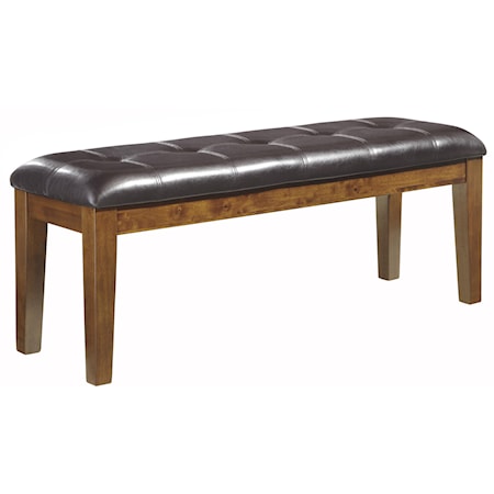 Casual Faux Leather Large Upholstered Dining Bench With Button Tufting