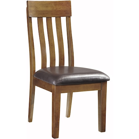 Casual Upholstered Slat-Back Dining Side Chair