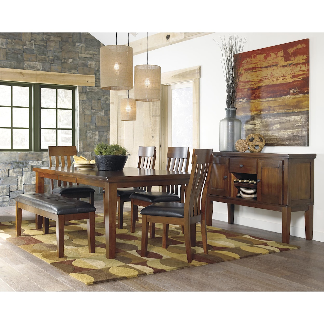 Ashley Furniture Signature Design Ralene 6-Pc Dining Set with Bench