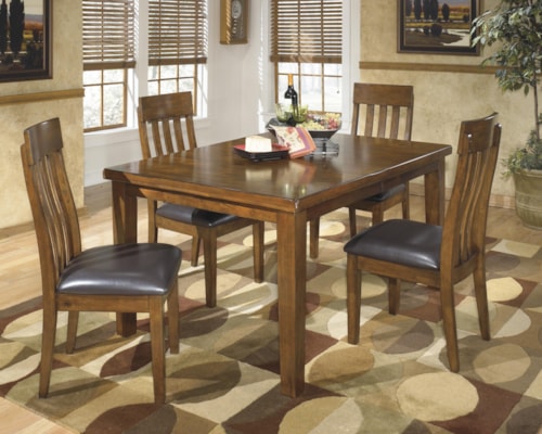 Casual 5-Piece Dining Set with Butterfly Extension Leaf