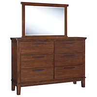 Dresser with Contemporary Bar Pulls & Bedroom Mirror