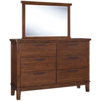 Dresser with Contemporary Bar Pulls & Bedroom Mirror