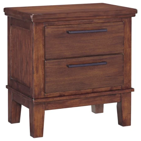 Two Drawer Night Stand with Contemporary Bar Pulls