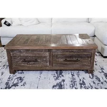 Reclaimed Wood Coffee Table with 4 Drawers